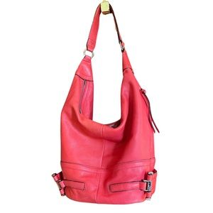 B.Makowski Red Leather Bucket handbag